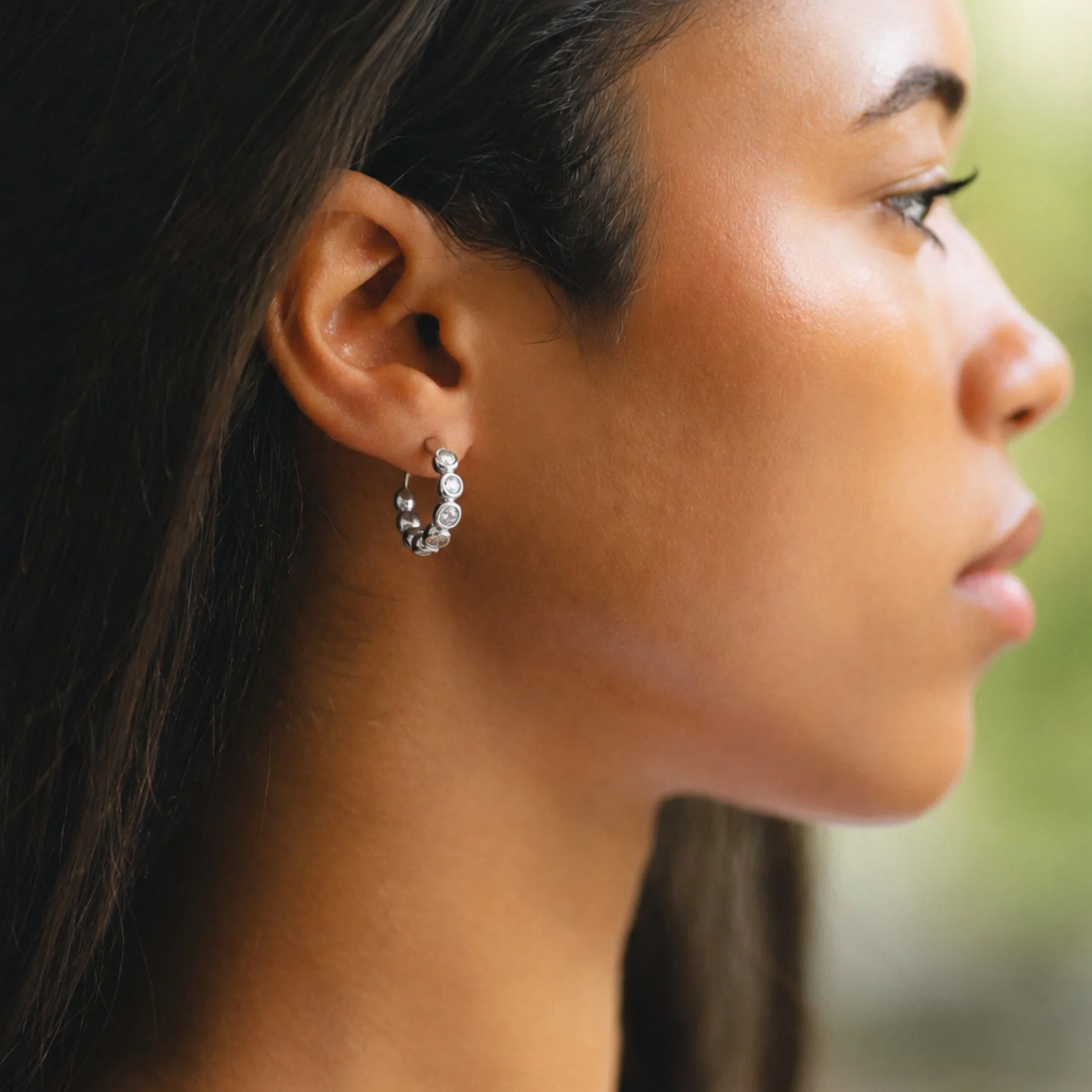 Beaded Diamond Hoops - Image 7