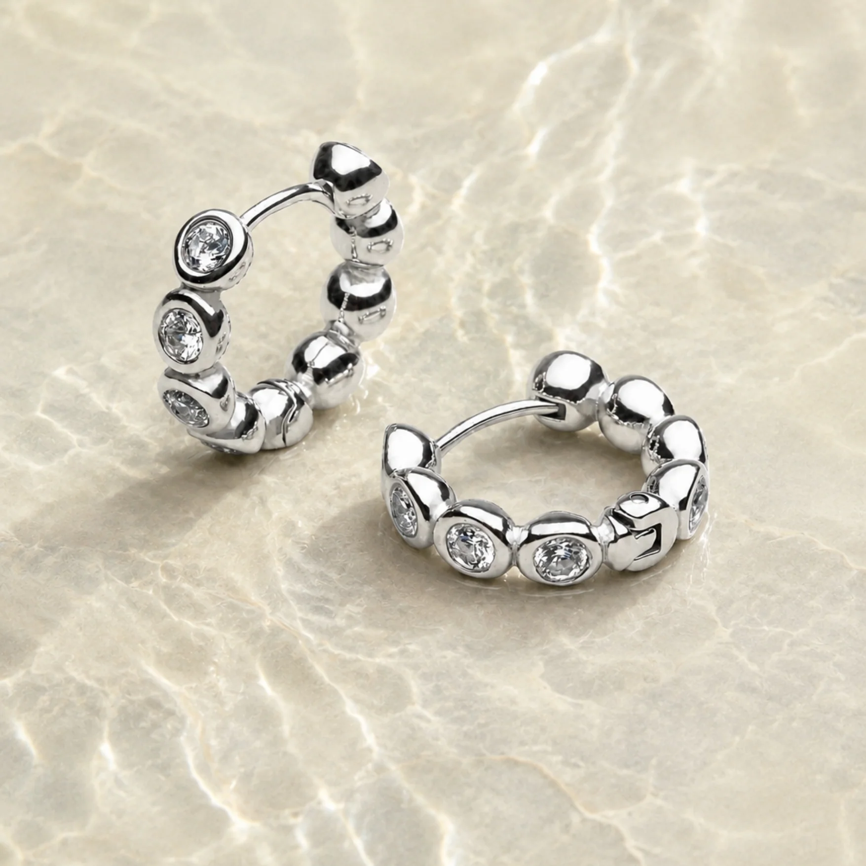 Beaded Diamond Hoops - Image 8
