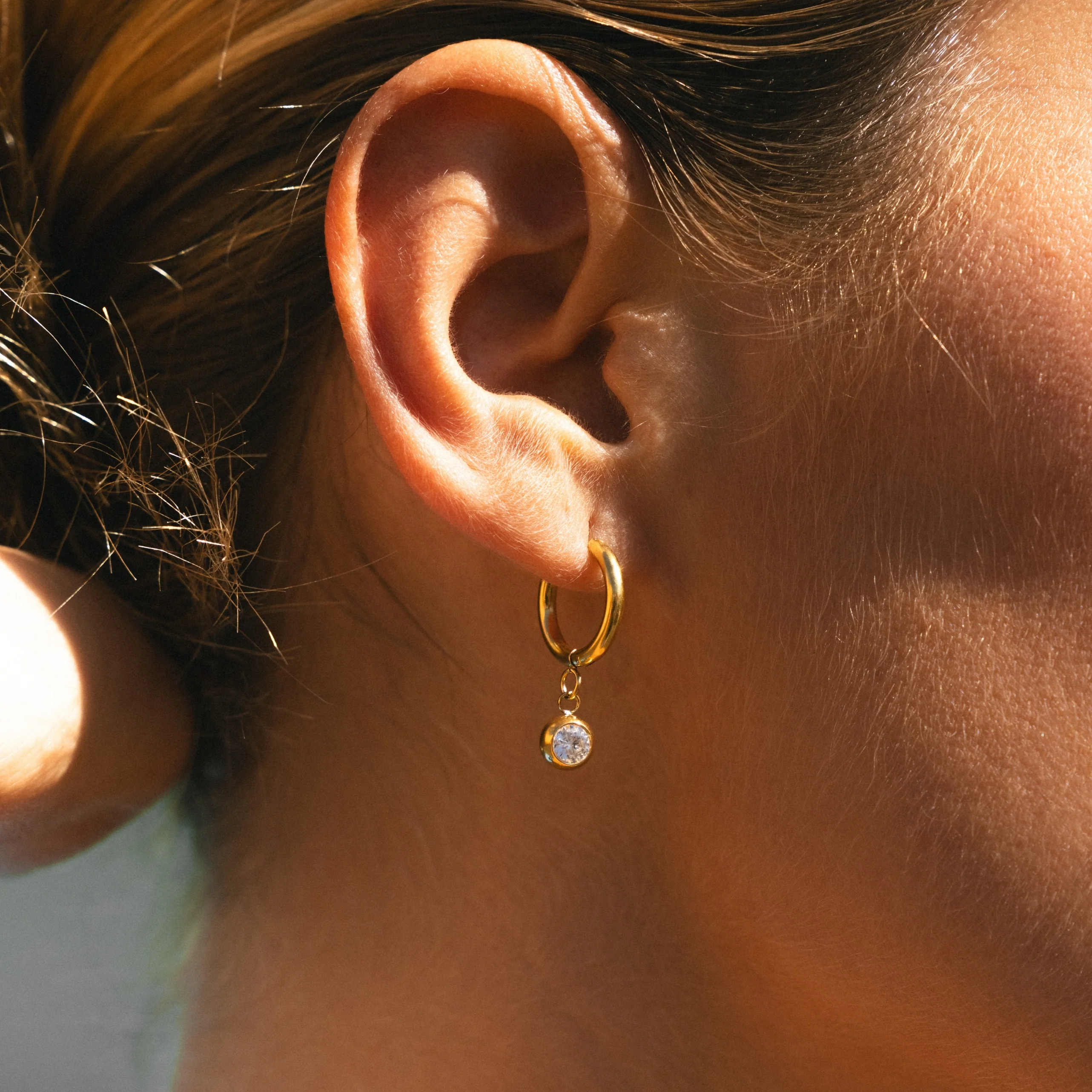 Birthstone Charm Hoops