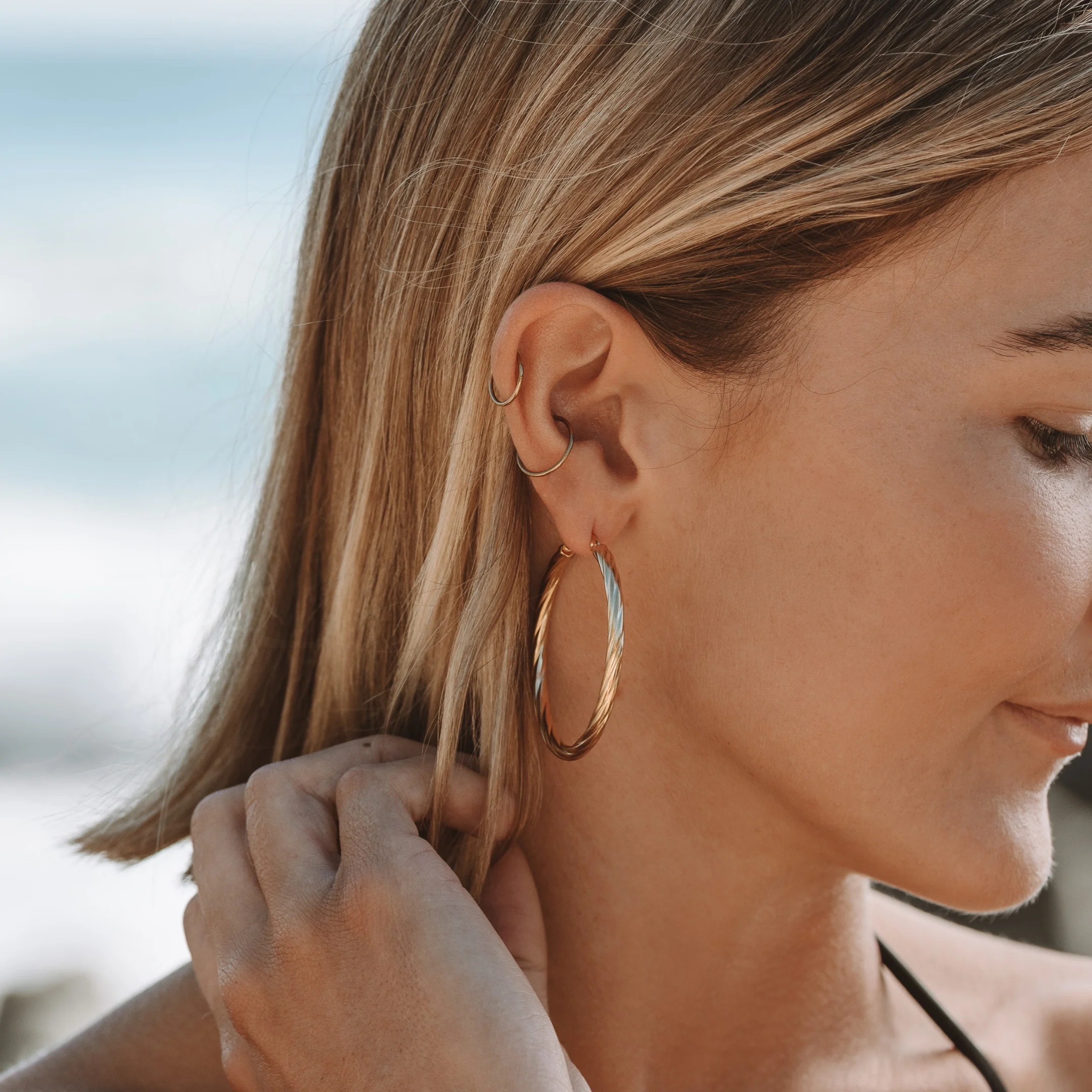 Bold Twisted Hoops - Image 2