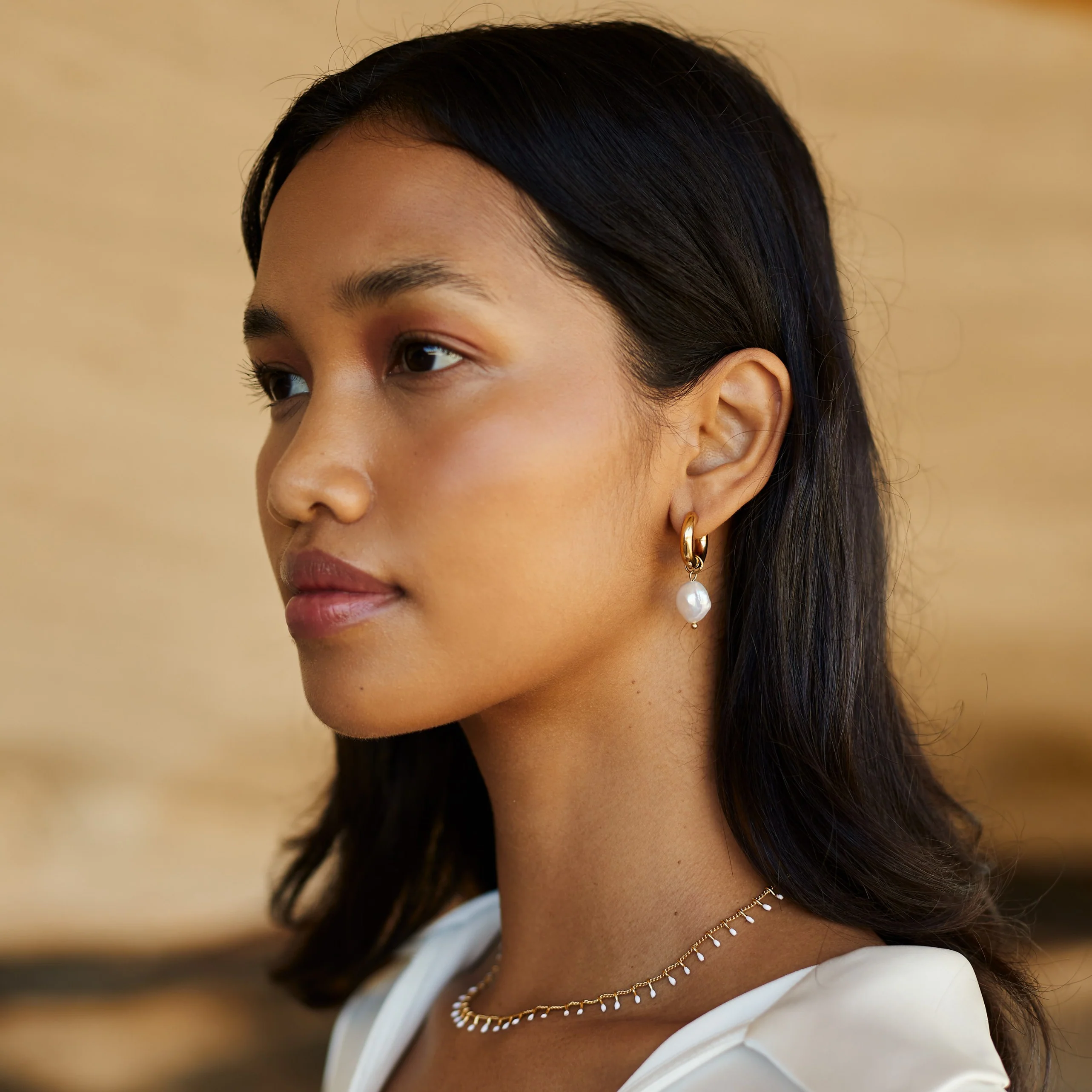 Chunky Pearl Hoops - Image 2