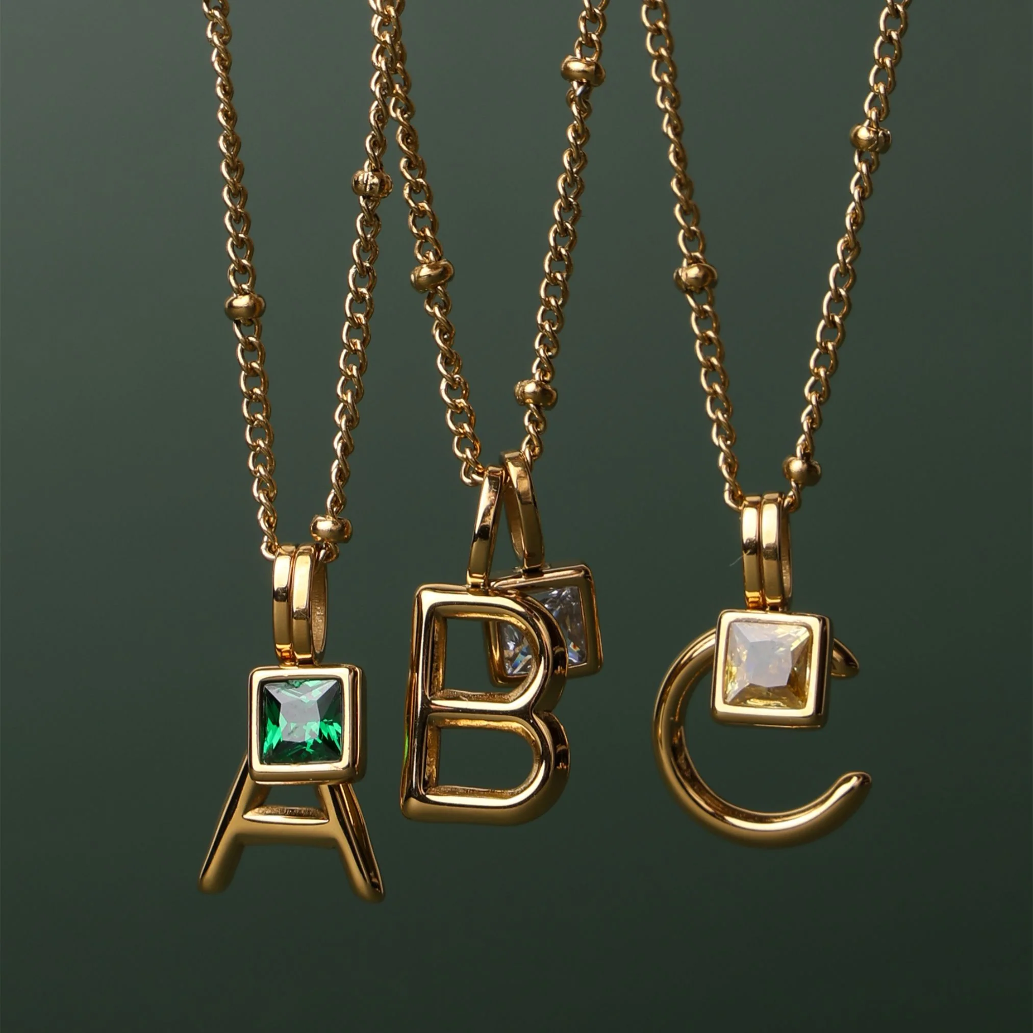 Initial & Birthstone Charm Necklace - Image 3