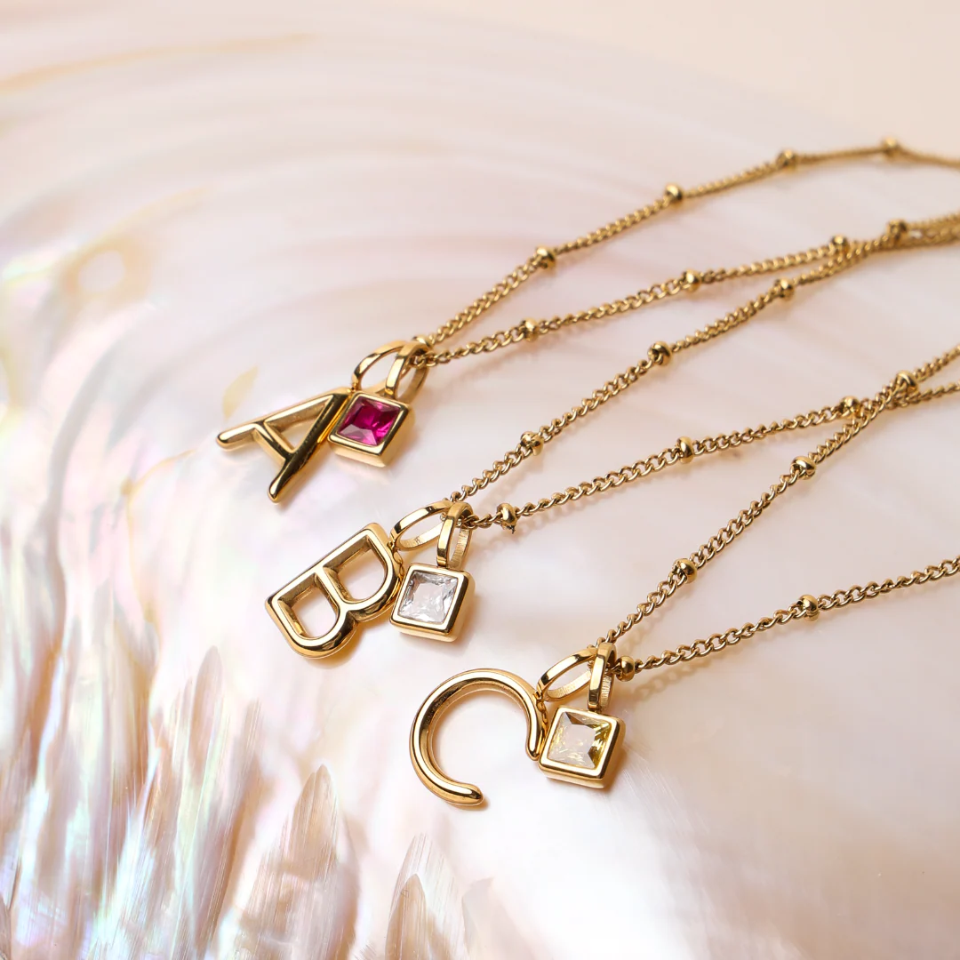 Initial & Birthstone Charm Necklace - Image 8