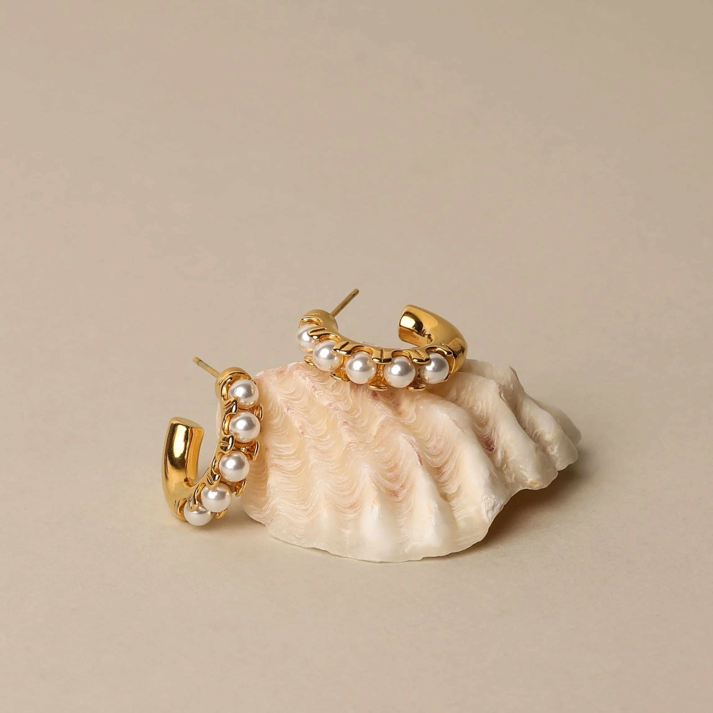 Mini Pearl Huggies Earrings - Image 12
