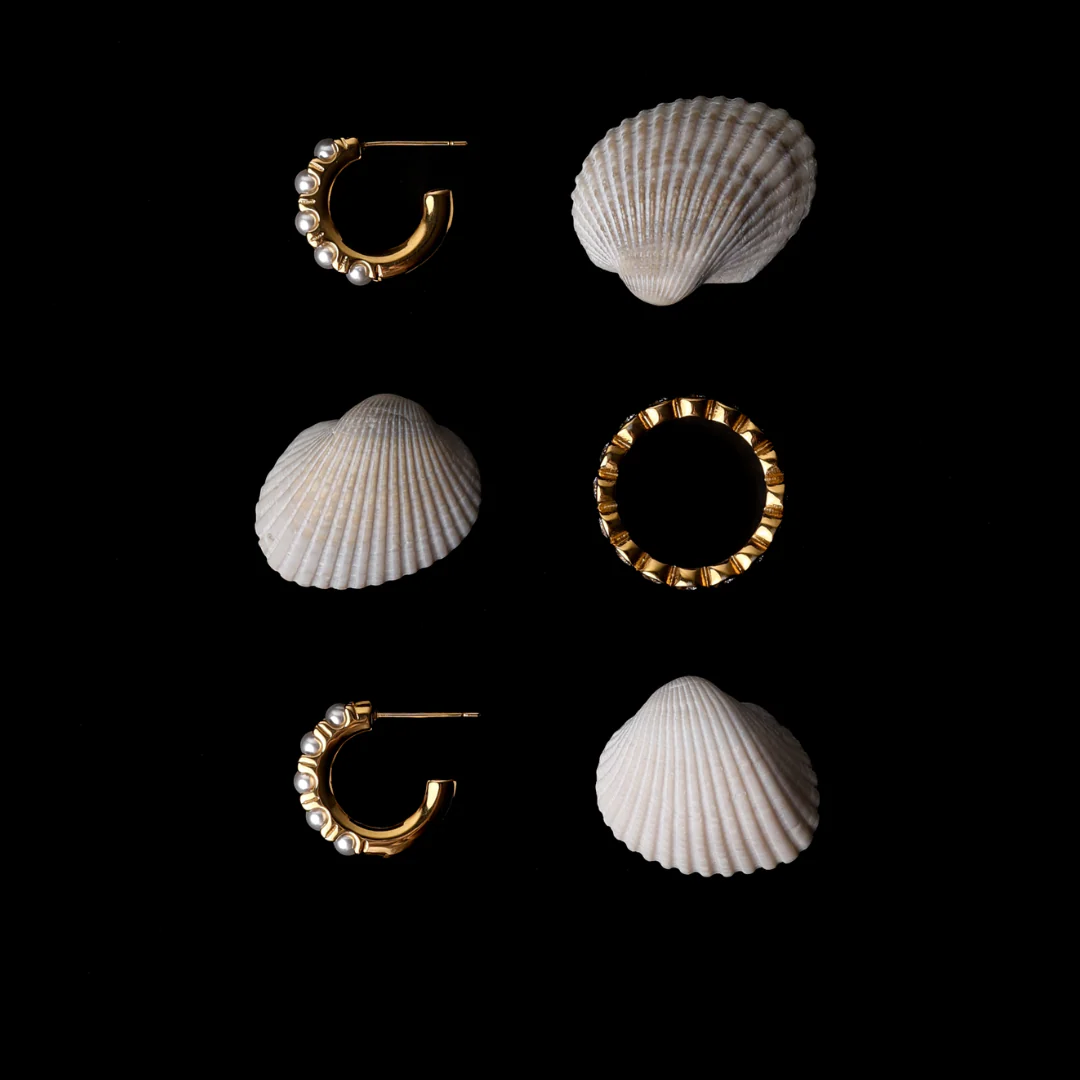 Mini Pearl Huggies Earrings - Image 5