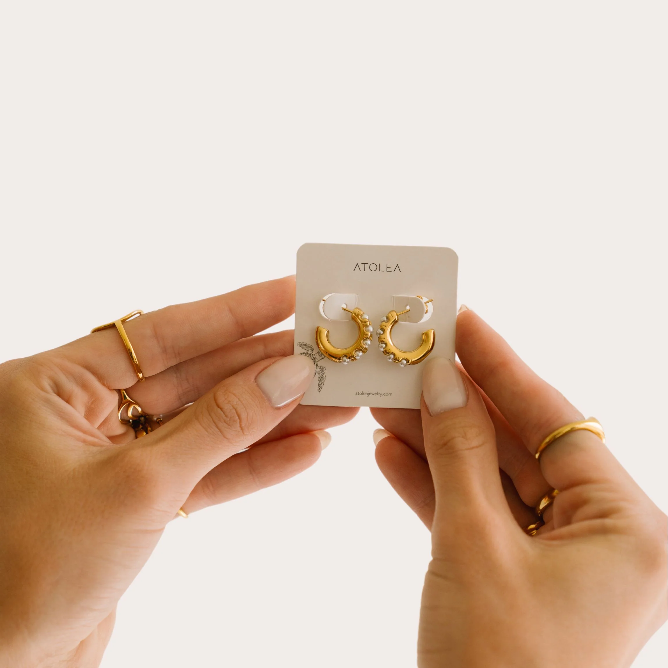 Mini Pearl Huggies Earrings - Image 9