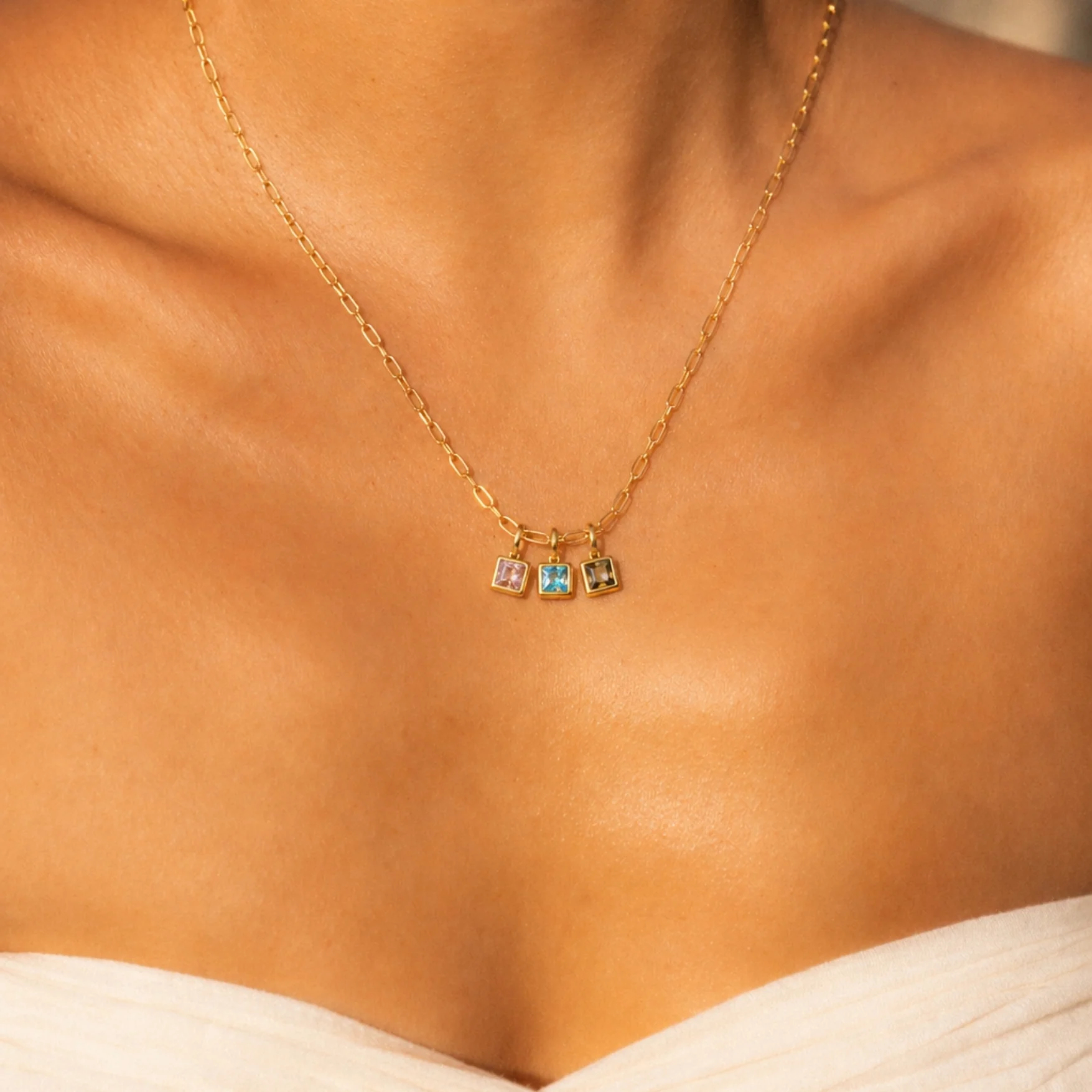 Paperclip Birthstone Necklace - Image 2