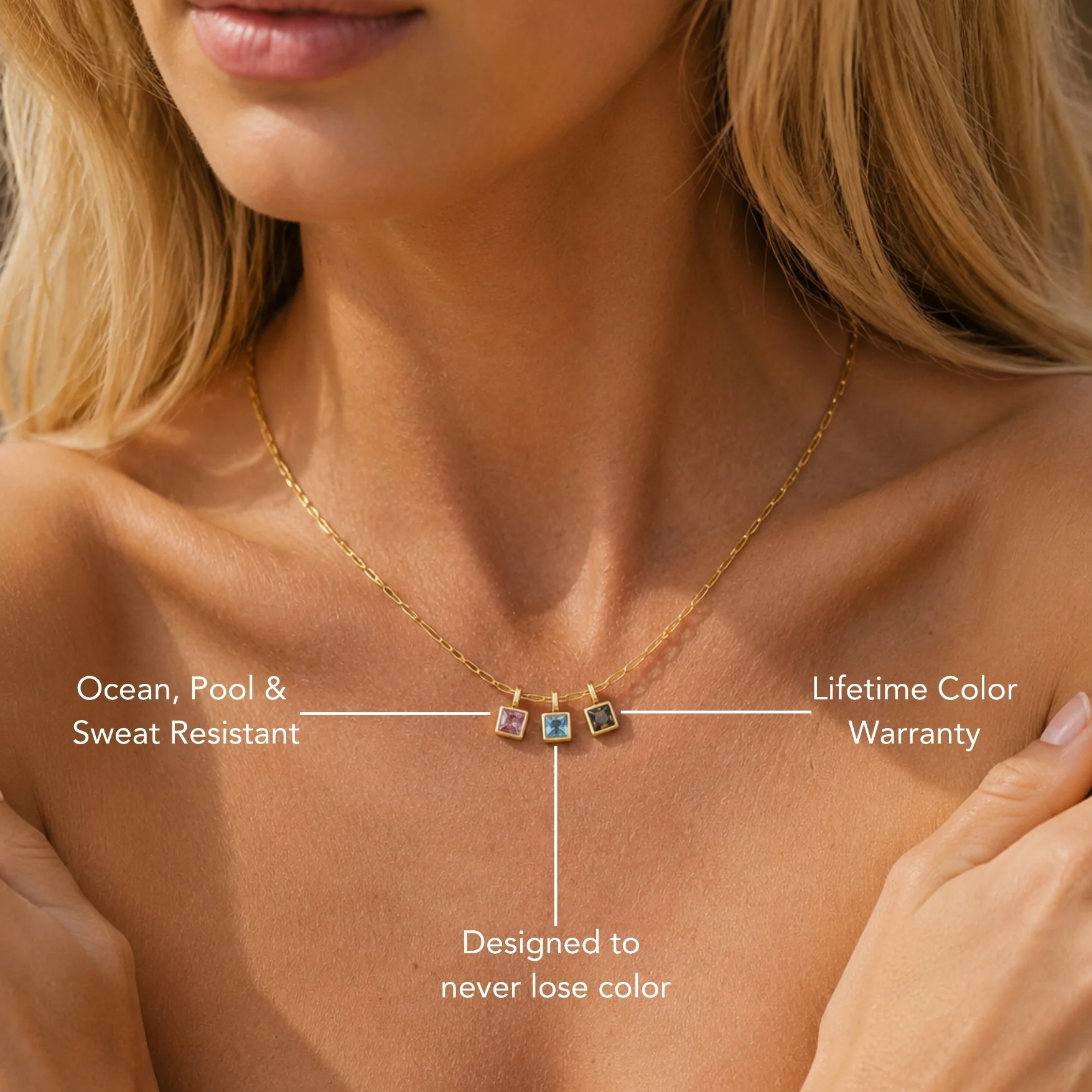 Paperclip Birthstone Necklace - Image 3