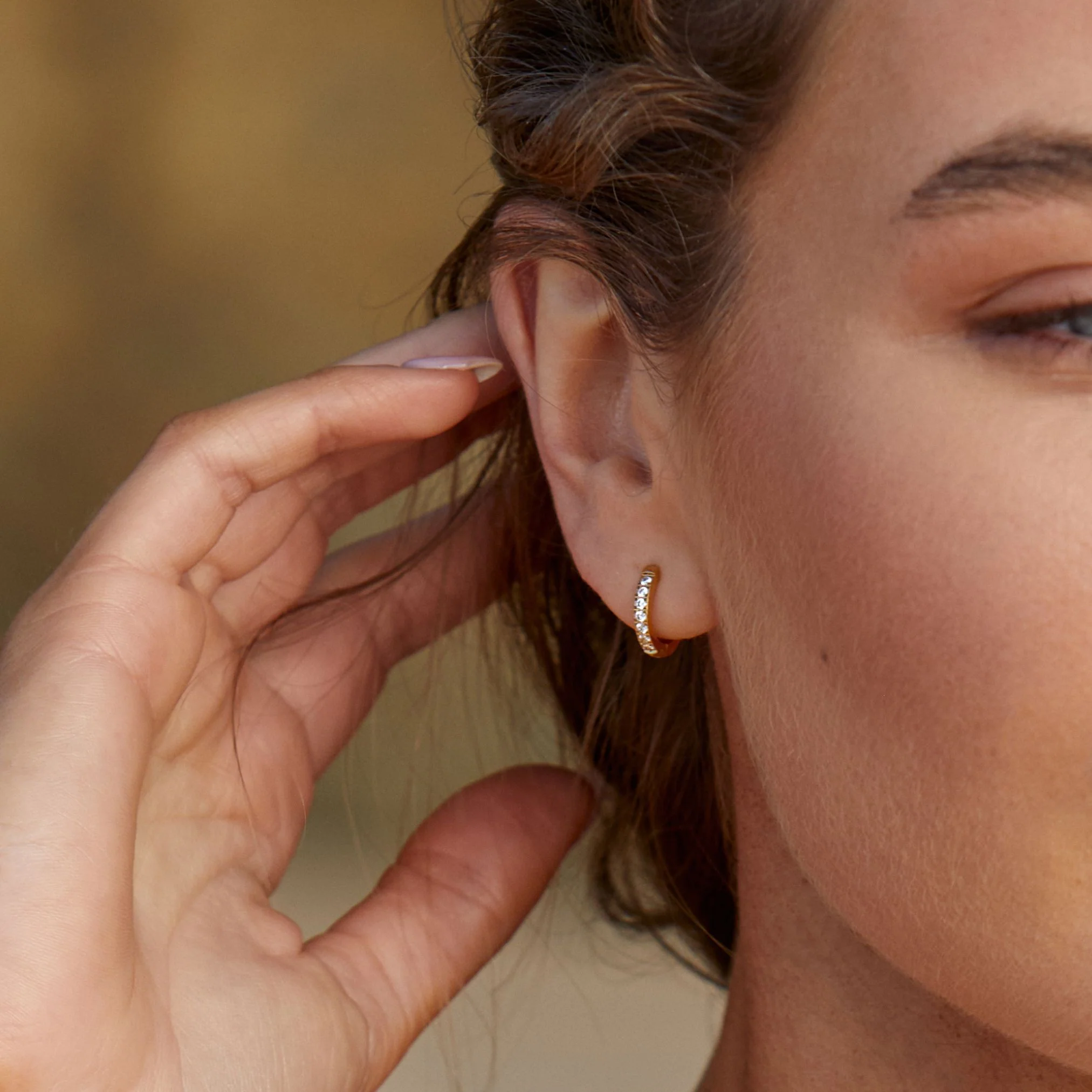 Tiny Gold Hoop Earrings - Image 9